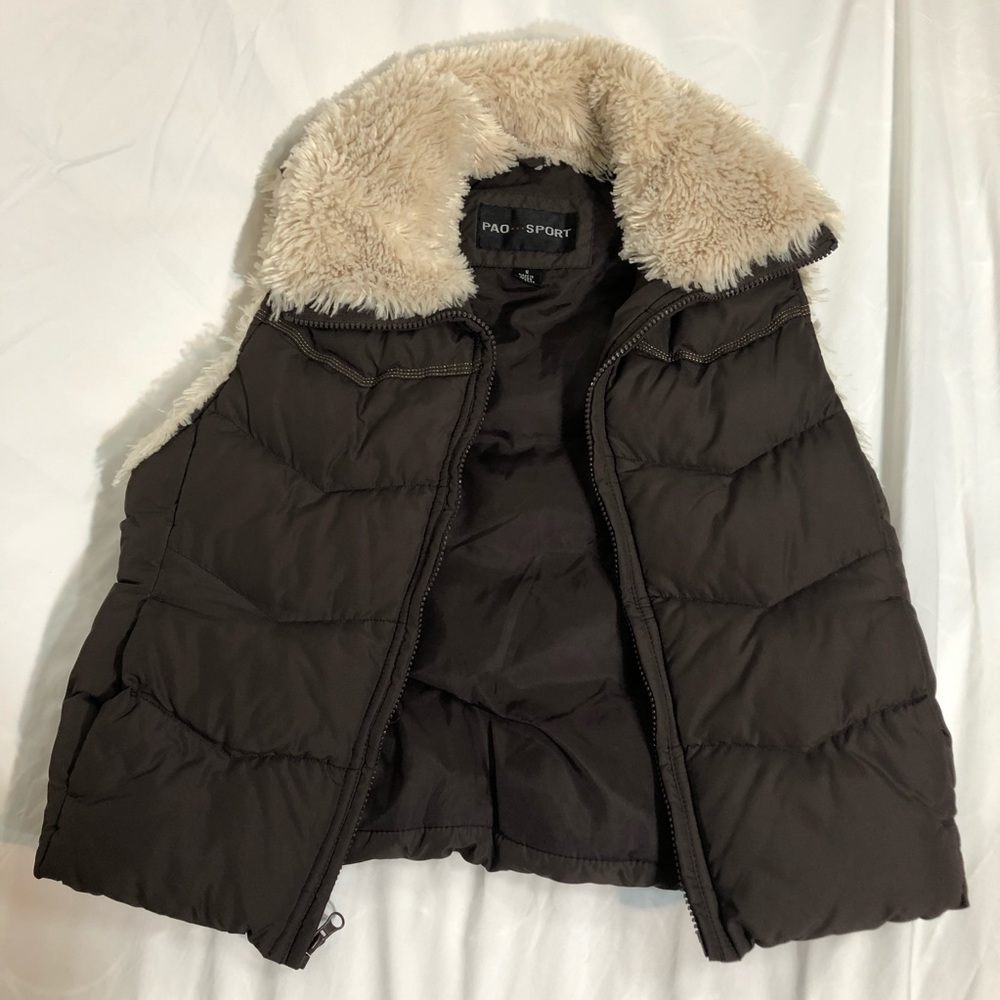 Pao Sport | Brown Puffer Vest Faux Fur | S